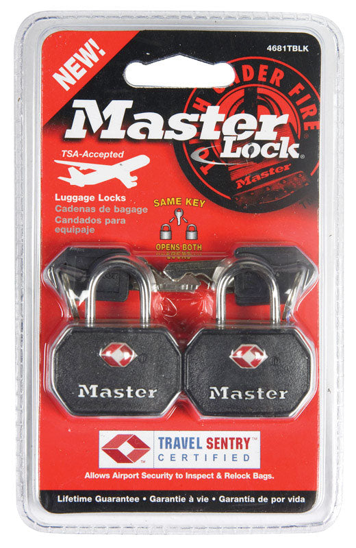 Master Lock 5373261 TSA-Accepted Luggage Lock, Black - Pack of 2